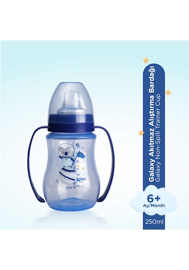 Wee Baby Kulplu Antikolik Akıtmaz Alıştırma Bardağı 250 ML Mavi