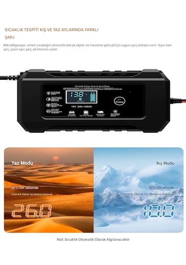 Rj-c1 12v 6a Göstergeli Asitli Kurşun Aküler Için Desülfatör Akü Şarj Cihazı Takviye Değildir