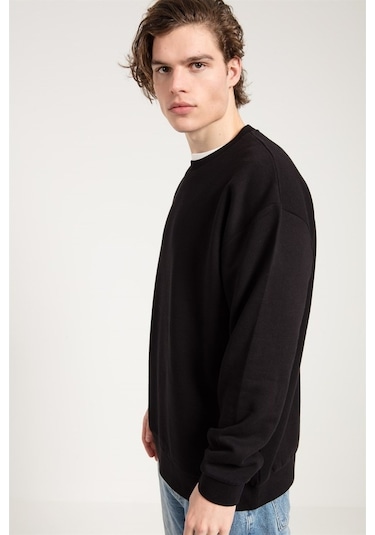 Jahr Marc Asit Yıkamalı Siyah Oversize Erkek Sweatshirt Siyah