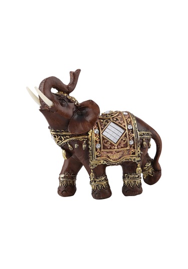 Kangvka Feng Shui Mu Desenli Fil Heykeli: Şans Ve Servet Getiren Reçine Dekoratif Sanat Eseri Orta Boy