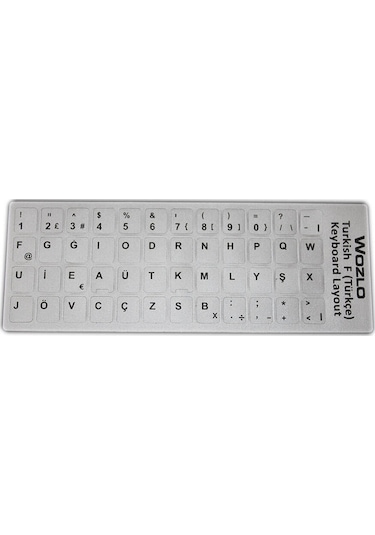 Laptoplar Için Türkçe F Klavye Sticker - Klavye Etiketi - Gri