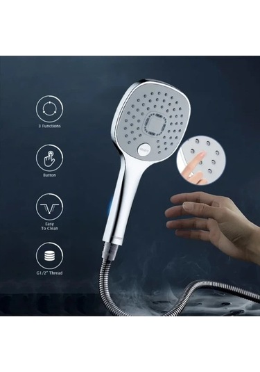 Fastbuy Challenger Yüksek Basınçlı Duş Başlığı 3 Modlu Evrensel, Anti Tıkanan, Şık, Yüksek Su Akışı