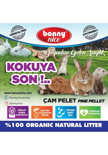 Bonny Nice Organik Çam Pelet Ginepig Altlığı 1.8 Kg 3 L