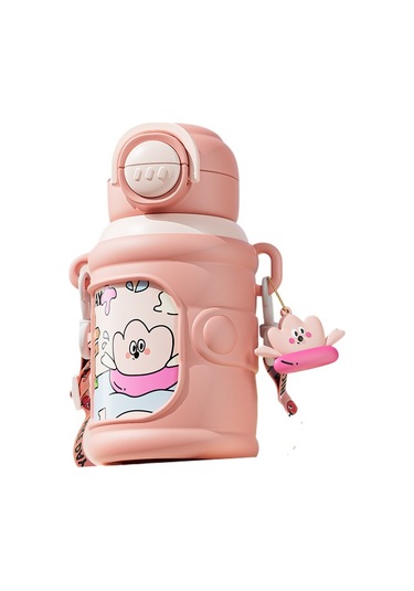 Jian Fan Sevimliçiftçi Hasır Fincan Derme Önlici Termos Fincan - Pembe Pembe