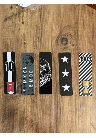 5 Adet Taraftar Kitap Ayracı - Siyah Beyaz 15 Cm