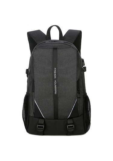 Padalink Erkek İş Seyahat Usb Şarjlı Çok Bölmeli Organize Nylon Sırt Çantası Siyah Siyah