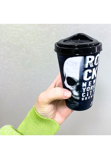 BUFFER® 3D Efektli Kapaklı Kahve Bardağı, Taşınabilir Pratik İçec