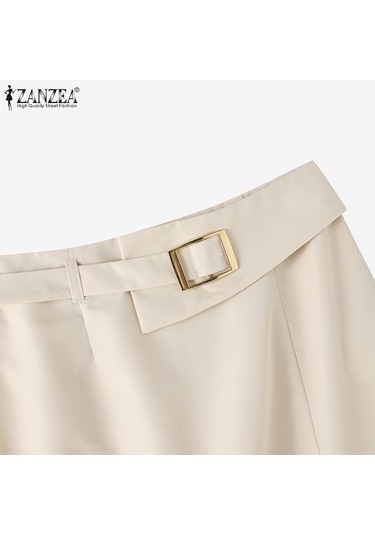 Siyah Zanzea Kadın Günlük Yüksek Bel Bölünmüş Etek Midi Etekler Siyah