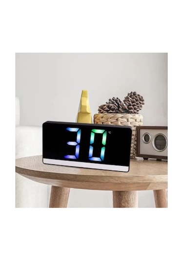 Sr2205 Rgb Rakamlı Dijital Masa Saati Titreşim Sensörlü Alarm/takvim/termometre/çalar Saat 07 Beyaz