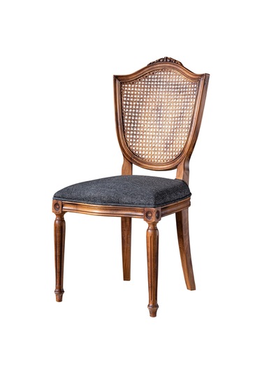 Kupa Torna Oymalı Ahşap Sandalye Ceviz