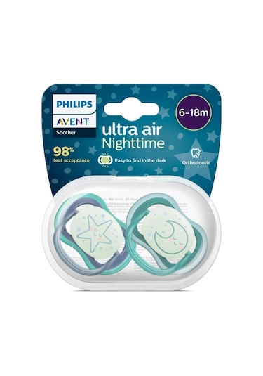 Philips Avent Ultra Air Night Karanlıkta Parlar Gece Emziği 6-18 Ay Erkek Scf376/13
