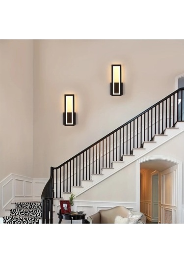Fastbuy Modern Led Duvar Lambası Siyah Akrilik İç Aydınlatma 3000k Sıcak Beyaz Yatak Oturma Odası Siyah Siyah