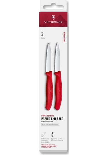 Victorinox 6.7691.2c1 Swiss Classic 2li Soyma Bıçağı Set, Kırmızı Kırmızı