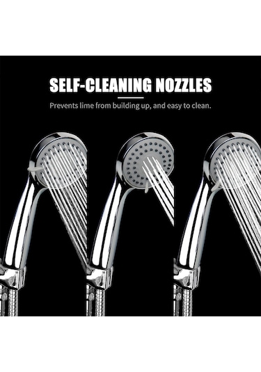 Youtek 3 Fonksiyonlu El Duşu Seti - Yağmur, Masaj Ve Kombinasyon Modları, 1.5m Paslanmaz Çelik Hortum, Ayarımsız Braket, G1/2 Bağlantı, Krom Boyalı Gümüş