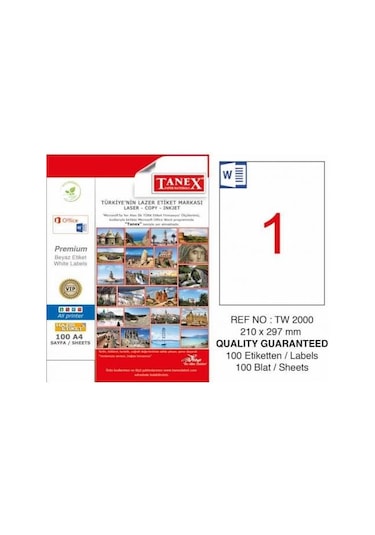 Tanex Tw-2000 A4 Yapışkanlı Hazır Etiket
