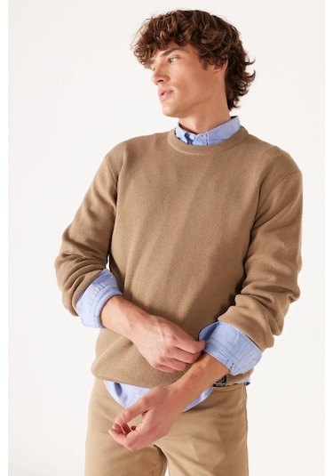 Wrangler Bisiklet Yaka Regular Fit Toprak Erkek Kazak W22210660 001