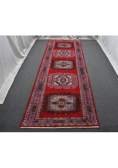 Zehra Abla Halı El Dokuma Benzersiz Sandıklı Kareli Uşak Manisa Yolluk Yün Halı 5602 Renkli