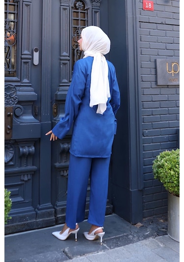 Misskayle Bağlama Detaylı Kimono Takım İndigo I Ndigo