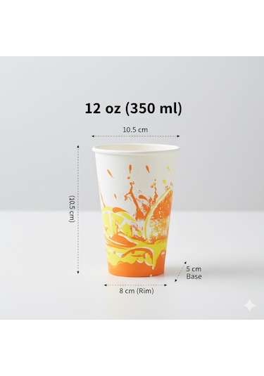 12 Oz 350 Ml Karton Bardak - 40 Adet - Desenli Soğuk/sıcak İçecek - Tek Kullanım, Kapaksız
