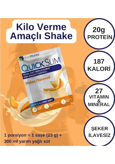 Quick Slim Öğün Yerine Geçen Shake, Kavun Aromalı, 30 Saşe