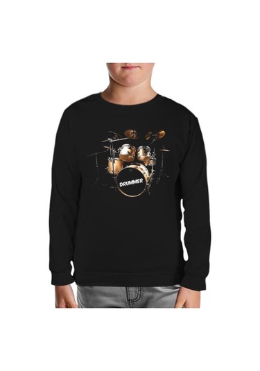 Drummer Siyah Çocuk Sweatshirt Siyah