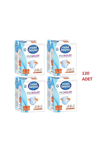 Mavi Beyaz Ped Emici Külot Hasta Bezi XL 30'Lu x 4 120 Adet