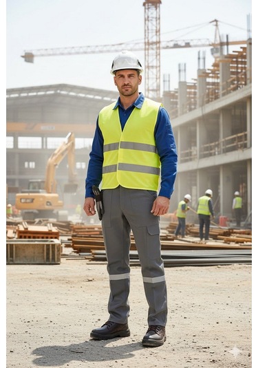 Erkek 7/7 Gabardin Kışlık Kargo Cepli İş Pantolonu Gri