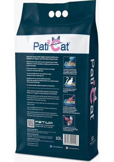 Paticat Aktif Karbonlu Topaklaşan Bentonit Kedi Kumu 10 L
