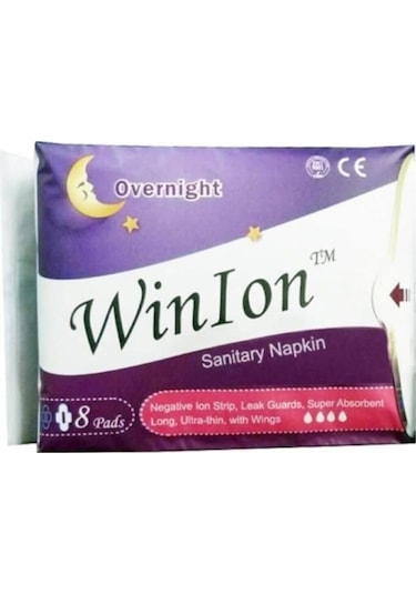 Winion Winalite Negatif İyonlu Anion Hijyenik Ped Gece 8'li