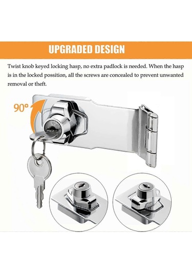 90 Dik Açı Kilit - Güvenlik Kilidi - Kapı Menteşesi - Anahtarlı Kapı Kilidi - Tokalı Bağlantı Elemanı - Kilitlenebilir Menteşeler