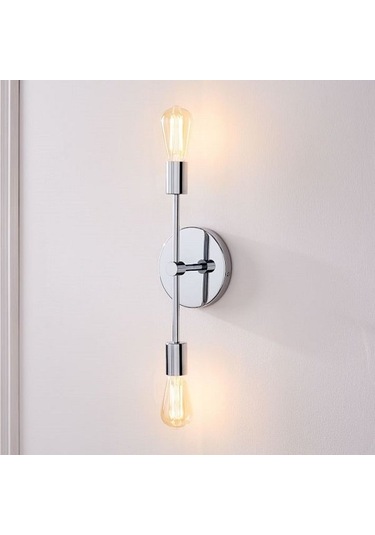 Riolight Retro Ikili Krom Metal Duvar Aplik Siyah