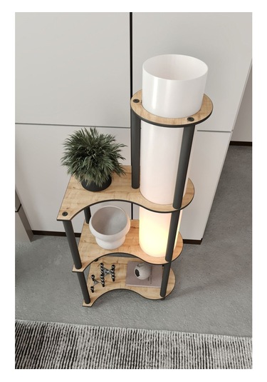 Ravilo Estilo Dor Dekoratif Raflı Lambader Meşe