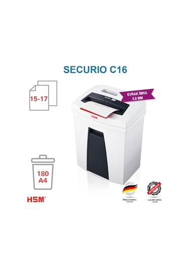 Hsm Securio C16 - 5.8 MM Evrak İmha Kağıt Kırpma Makinesi 25 L