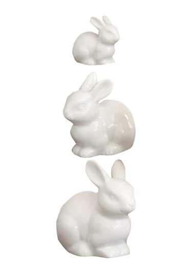 3 Adet Seramik Minyatür Tavşan Figürü Mikro Küçük Mini Tavşan Heykeli Paskalya Manzara Çiçek Saksısı Yosun Peri Bahçe Süsü Dekorasyonu