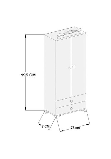 Patiko Sahra 058 2 Kapılı Dolap Beyaz