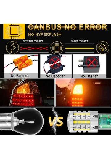 2pcs Hiper Flaş Led Lambası P21w Araba Ayarlama Canbus Sinyal Lambası 1156 Ba15s White 7440 W21w Wy21w T20 1 Piece Set