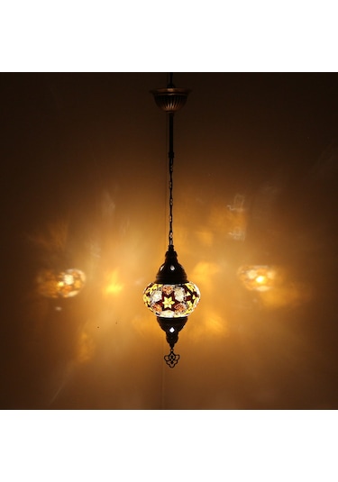 Dekoratif KARALP MOZAİK TEKLİ AVİZE EL YAPIMI ASKILI LAMBA