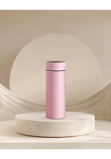 Dereceli Dijital Pembe Paslanmaz Termos 500ml Pembe