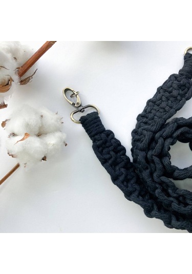 120cm El Dokuma Kamera Askısı Bohem Tarzı Çanta Omuz Askısı Çapraz Askı İpi - Siyah