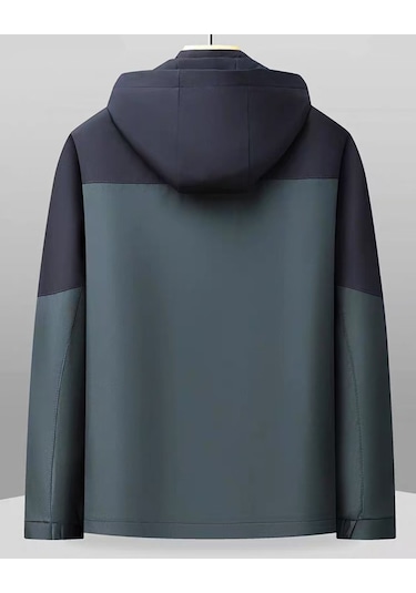 Happychildhood Sonbahar İş Rahat Ceket Orta Yaşlı Erkek Şapka Geniş Yaka Ceket Mavi Yeşil