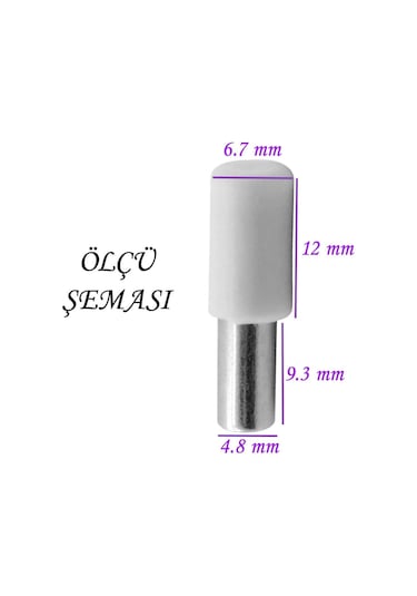 Raf Pimi Plastik Başlı Cam Tutucu Çivisi Mobilya Dolap Pimi Beyaz 50 Adet