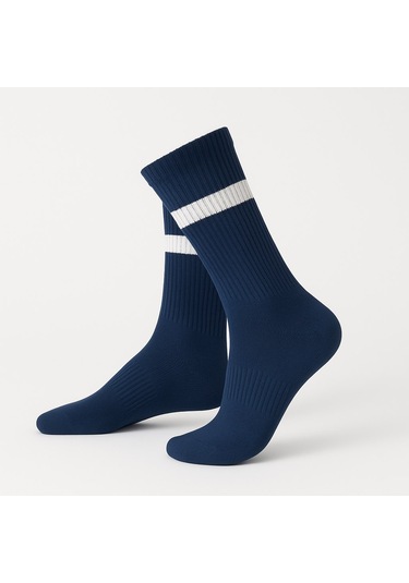 Erkek Lacivert Soket Çorap 2 Li Set Çizgili Pamuklu Spor Ve Günlük Kullanım Plus Scorpion Lacivert