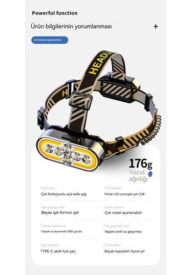 Jian Fan 8led Güçlü Işık Siyah