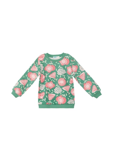 Denokids Pembe Çiçekli Kız Bebek Eşofman Takım - Yeşil