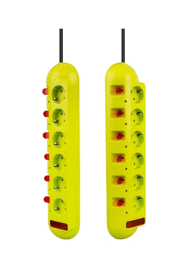 Vea Ve-e60 6 Lı 1.5 Metre Ayrı Anahtarlı Grup Priz Uzatma Kablosu 3860 Watt 16 Amper Isıya Dayanıklı