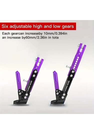 Chuangyinshop 1pc Red Ayarlanabilir Alaşım Motosiklet Yan Sehpası Universal 150kg Kapasite Kıcry