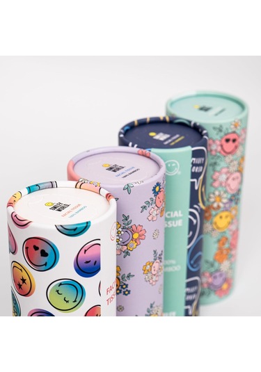 4'lü Silindir Yüz Mendili Renkli Tasarımlar, 4 Katlı, Bardaklık Uyumu