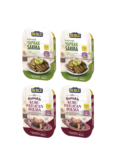 Burcu Yaprak Sarma Ve Kuru Patlıcan Dolma 200 Gr 4 Lü Paket