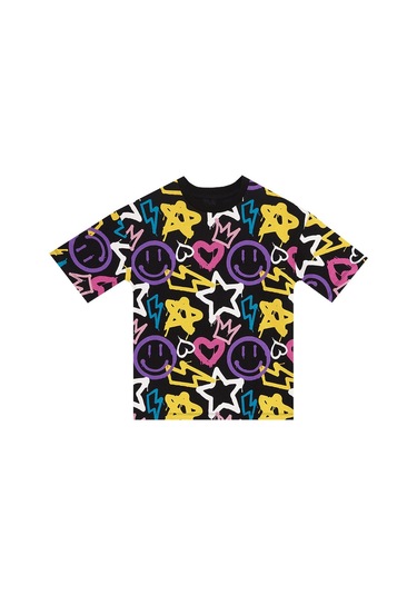 Denokids Mushi Street Style Kız Çocuk T-shirt Şort Takım Çok Renkli