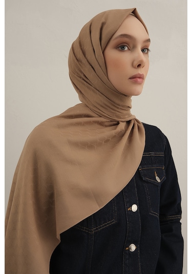 Vizon Link Desen Bambu Cotton Şal 12 Vizon